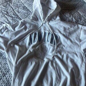 Brandy Melville Women's White and Blue Hoodie